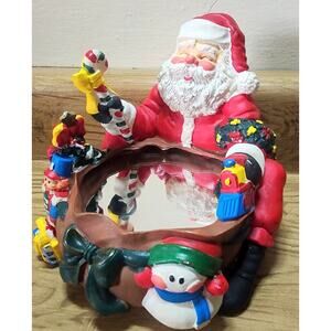 Vintage Big Arrow CO Santa W/ Toys Around A Mirror Unique Plastic Christmas READ